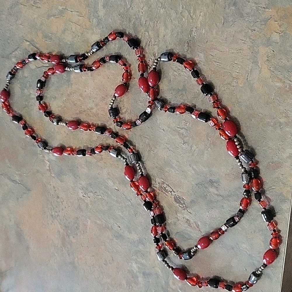 30" long beaded necklace